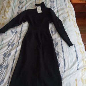 NWT Zara Knit Maxi Dress, Turtleneck, Sexy, Black